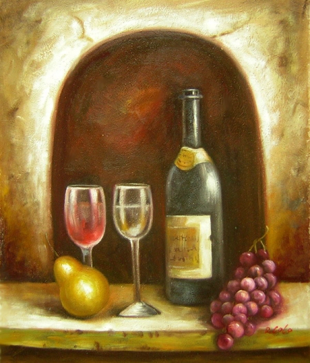 zátiší, víno, skleničky, hrozen vína, dekorace interéru