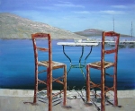 židle, stolek, moře, posezení, 