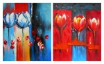 tulipán, květ, , modrá, červená