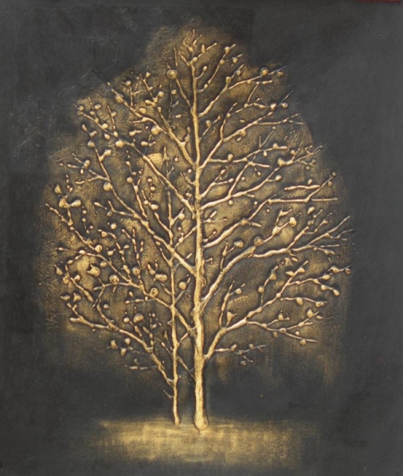 moderní umění, zlatý strom, černá, obraz do byru