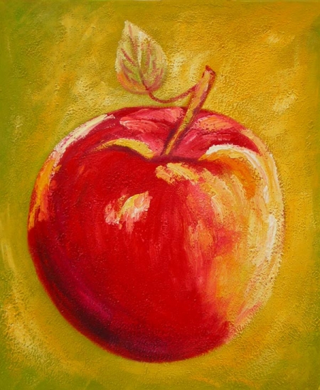 Jablko červené, Obrazy do bytu, obrazy ručně malované, obrazy na plátně, obrazy, dekorativní obrazy, moderní obrazy.