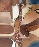 Maskovaná žirafa, hnědé, Obrazy do bytu, obrazy ručně malované, obrazy na plátně, obrazy, dekorativní obrazy, moderní obrazy.