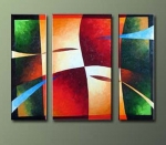 Ručně malovaný obrazový set, třídilný set, vícedílné obrazy, abstrakce, barvy, červená, zelená, oranžová, modrá, hnědá, černá