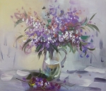 květinový motiv, fialová, kytka, zátiší s vázou